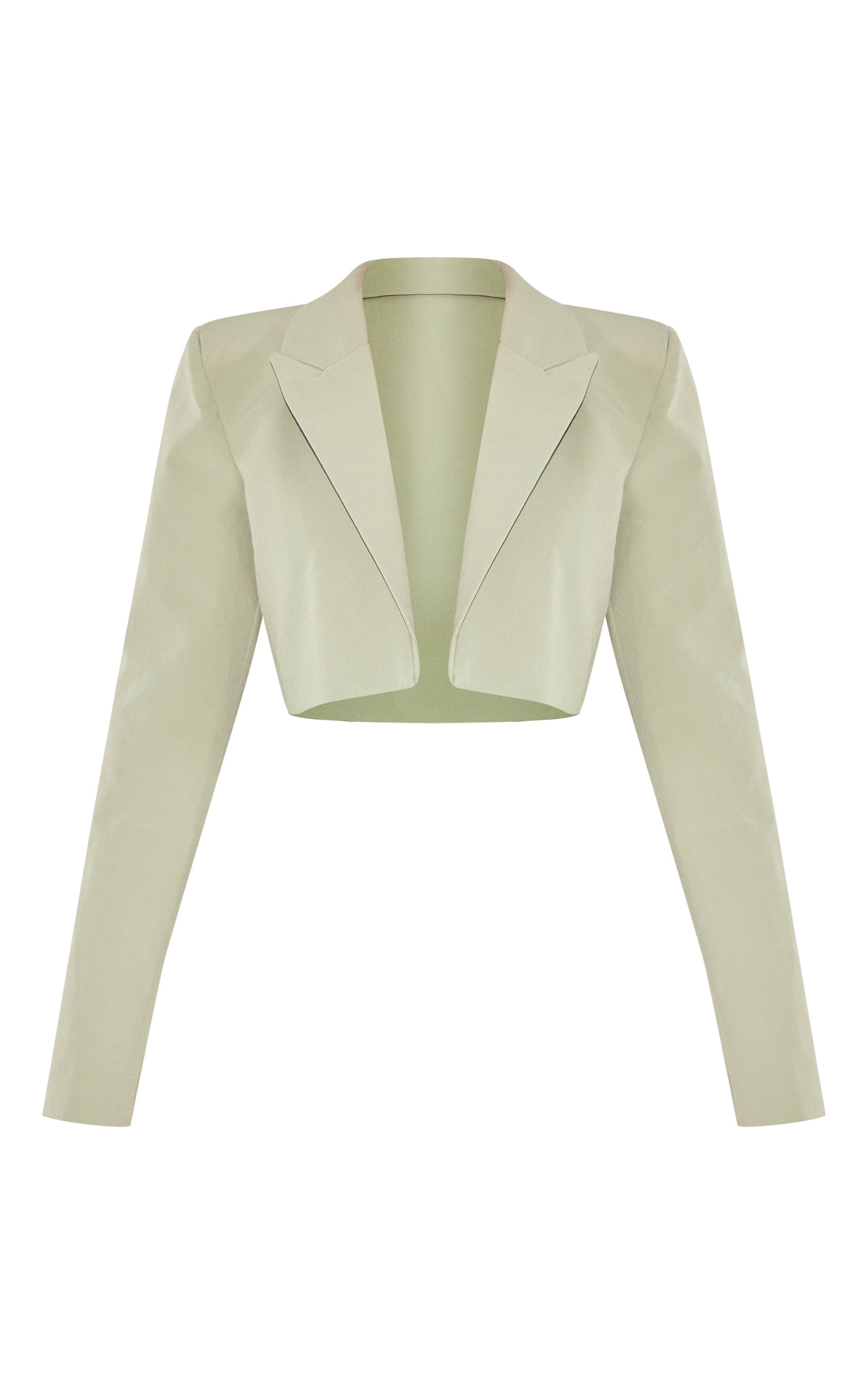 Vert Sauge Blazer Court Ajusté Shape Ensemble Coordonné