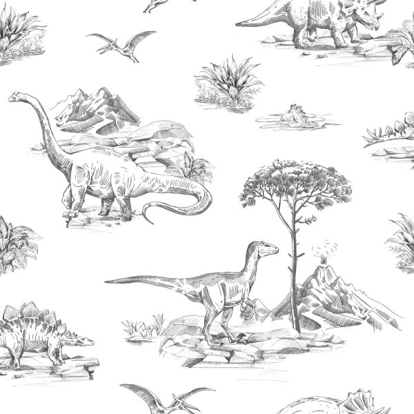 Estahome Dinosaurussen Behang II - 0,53 x 10,05 m - Beige