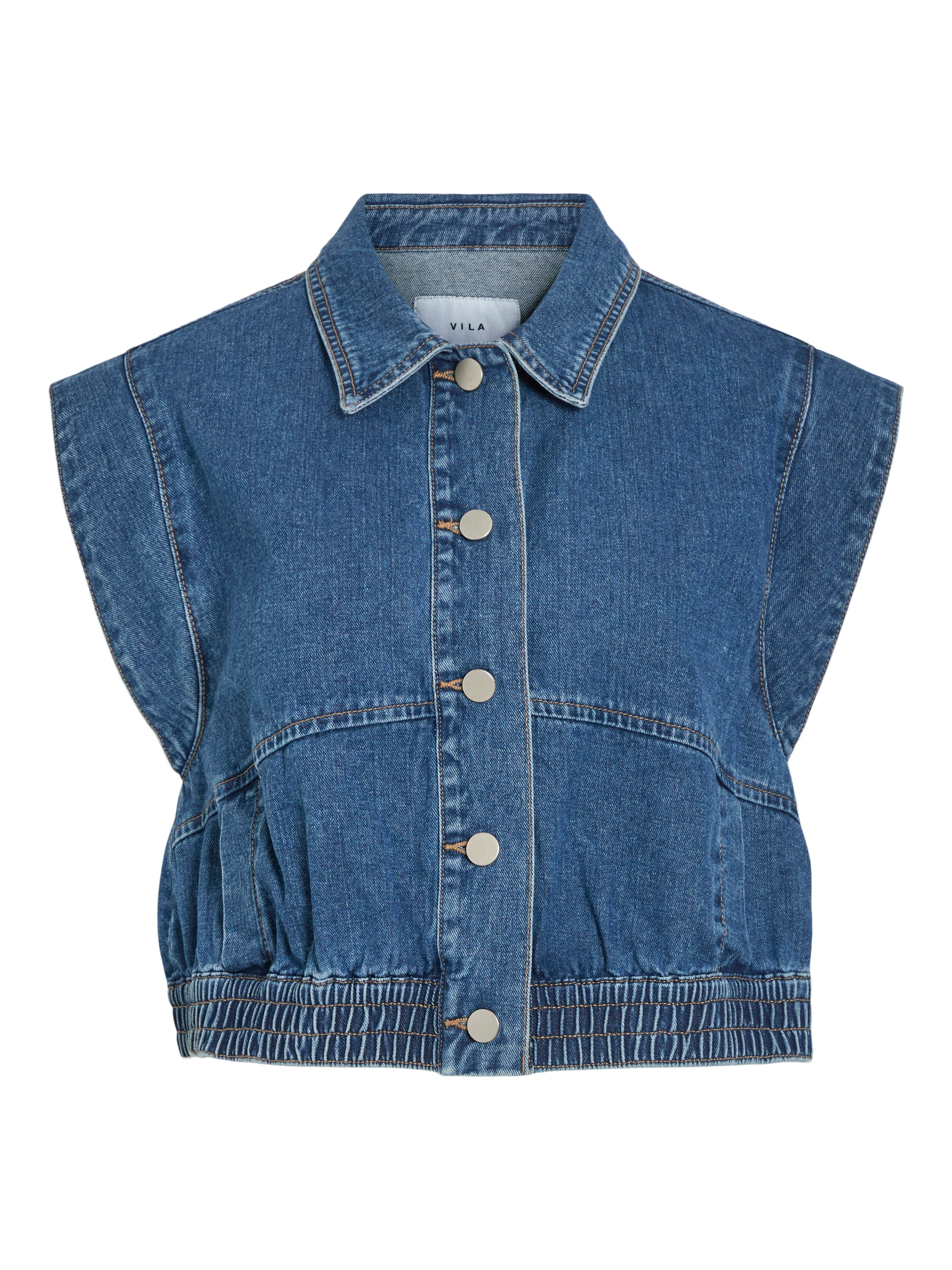 Vila  Vica S/L denimvest - Medium Blue Denim