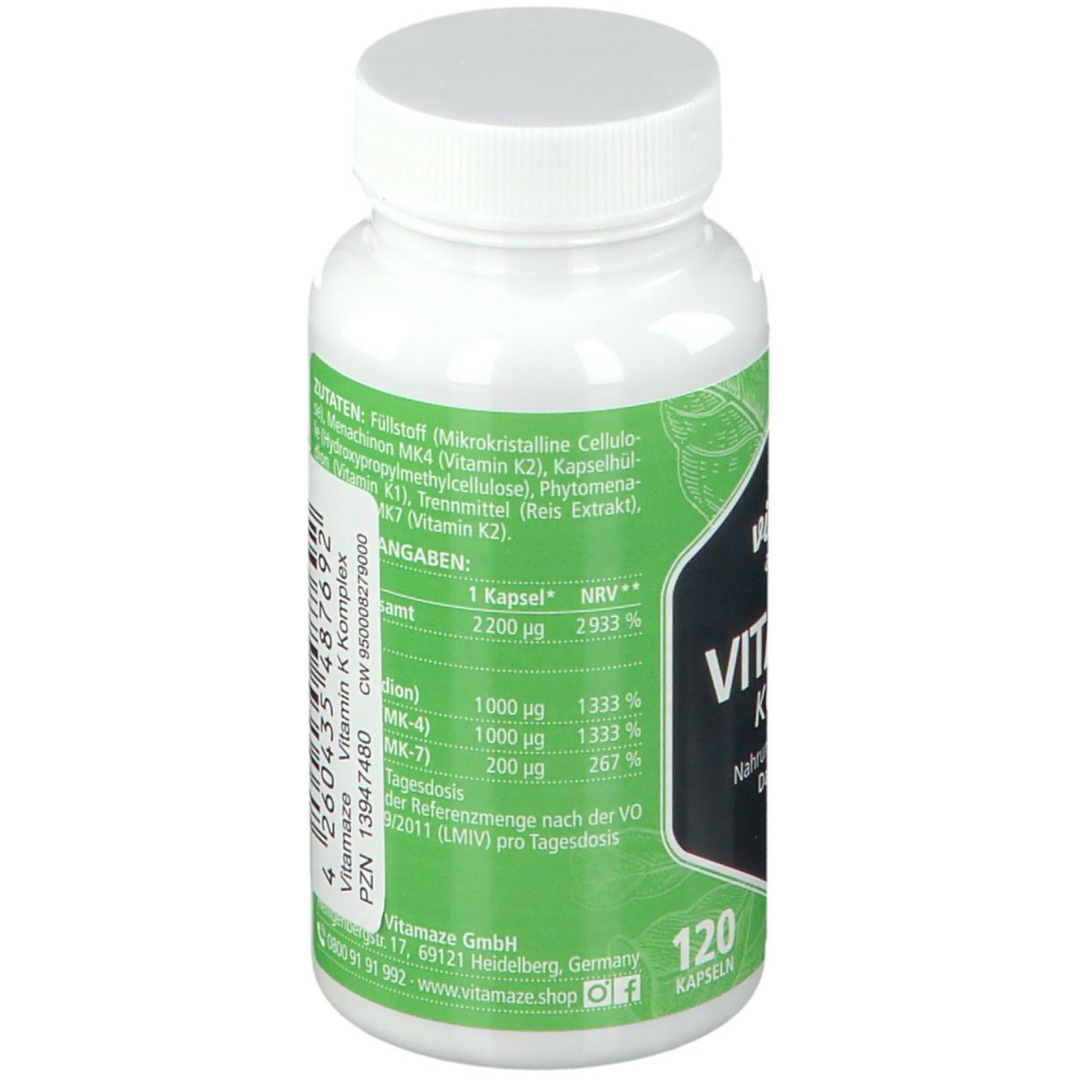 VITAMIN K1 + K2 Komplex hochdosiert vegan
