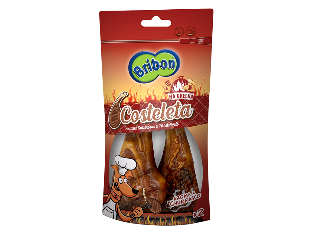 SNACKS CÃO BRIBON NA GRELHA COSTELETA 2 UNIDADES