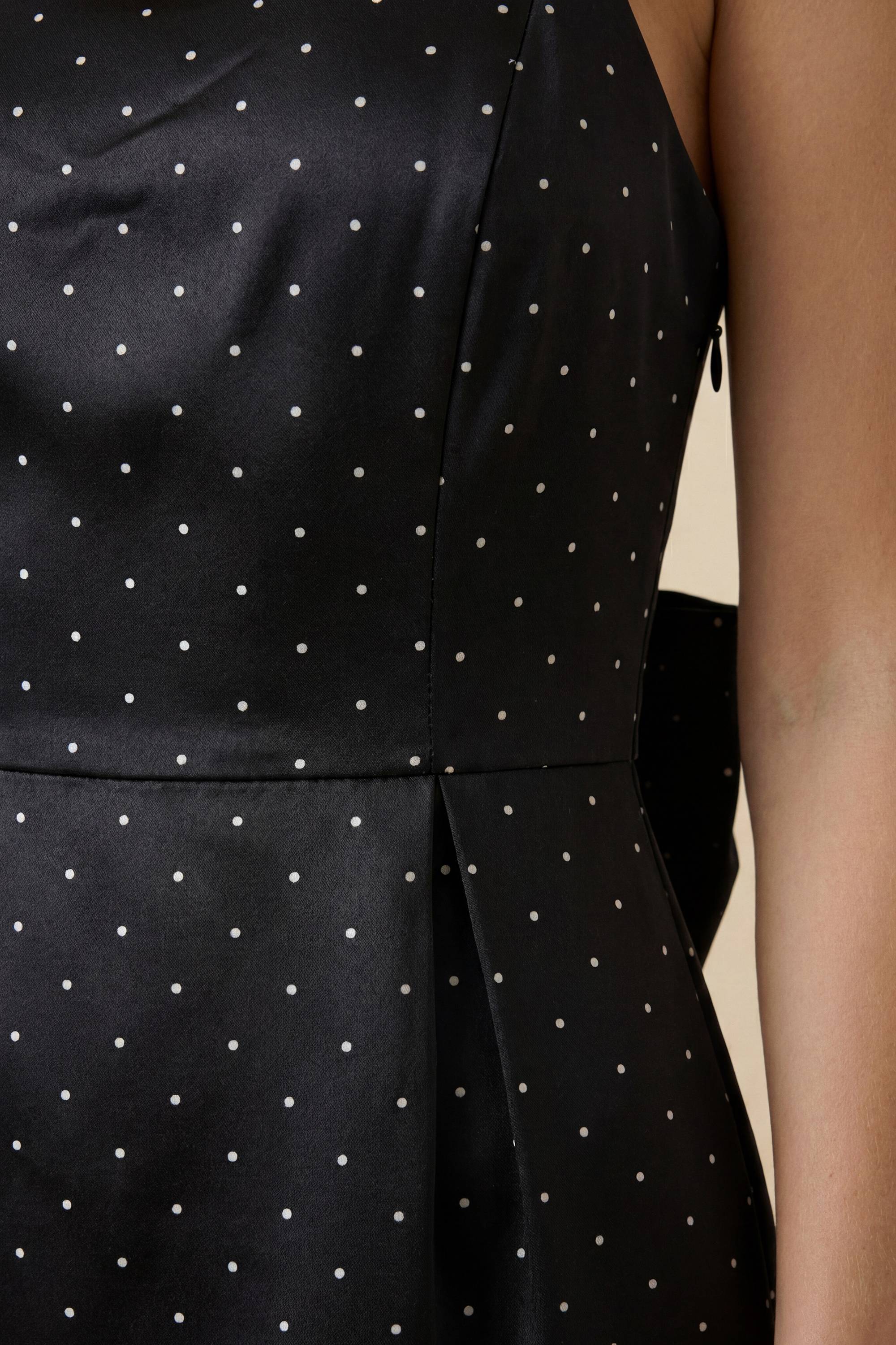 Oasis Robe Mi-longue De Cérémonie À Pois Avec Nœud Au Dos