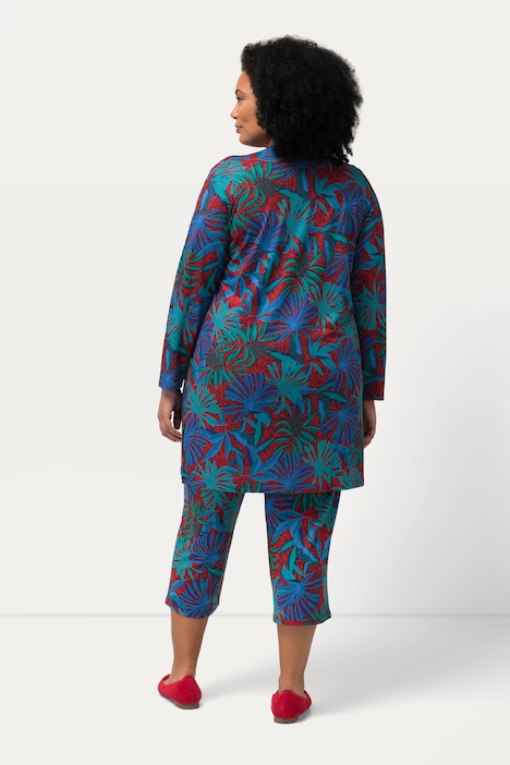 Jerseyjacke, Palmen, V-Ausschnitt, Langarm