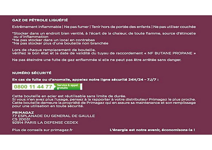 Charge Propane 13kg Primagaz