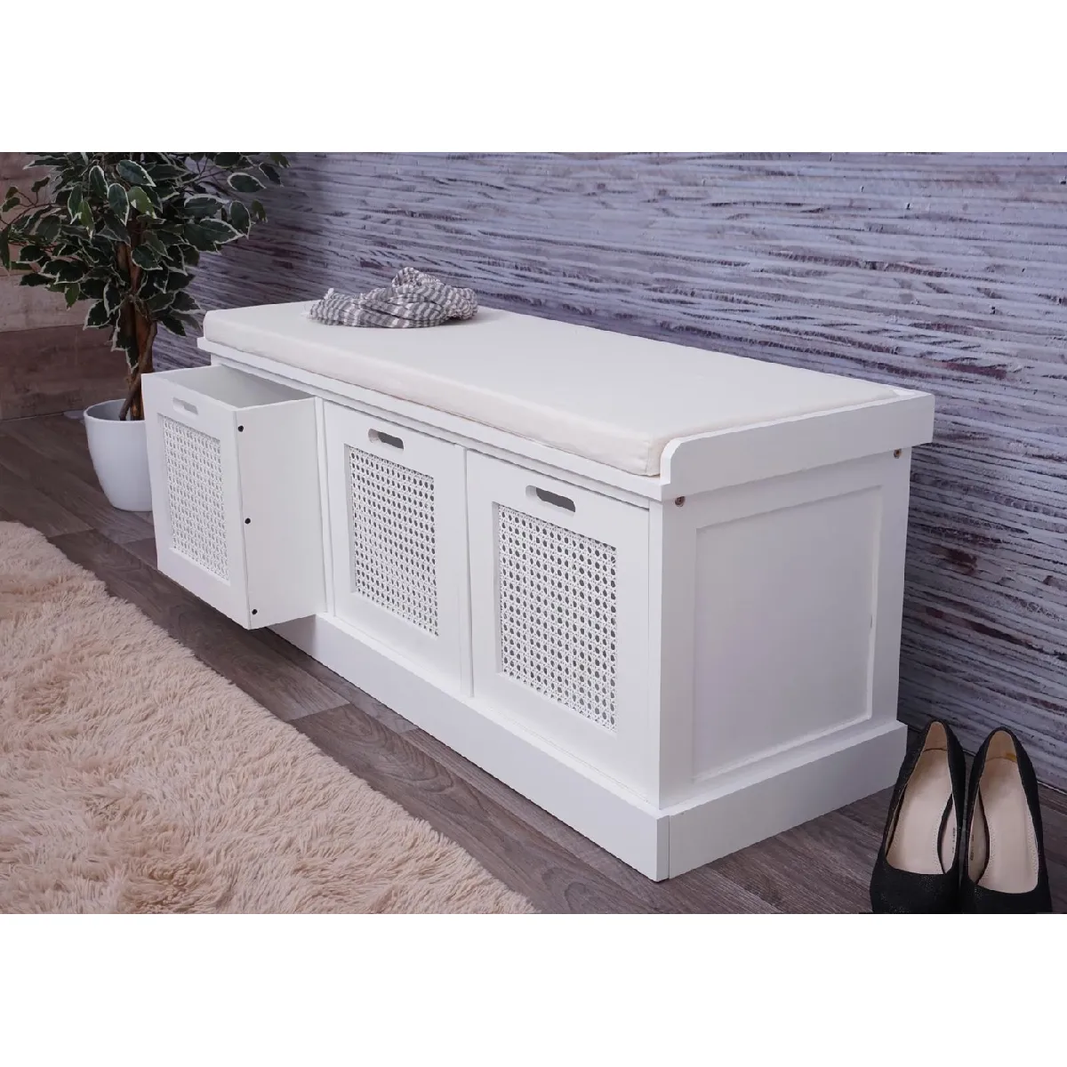 Mendler Banc Vestiaire HWC-J49 Blanc