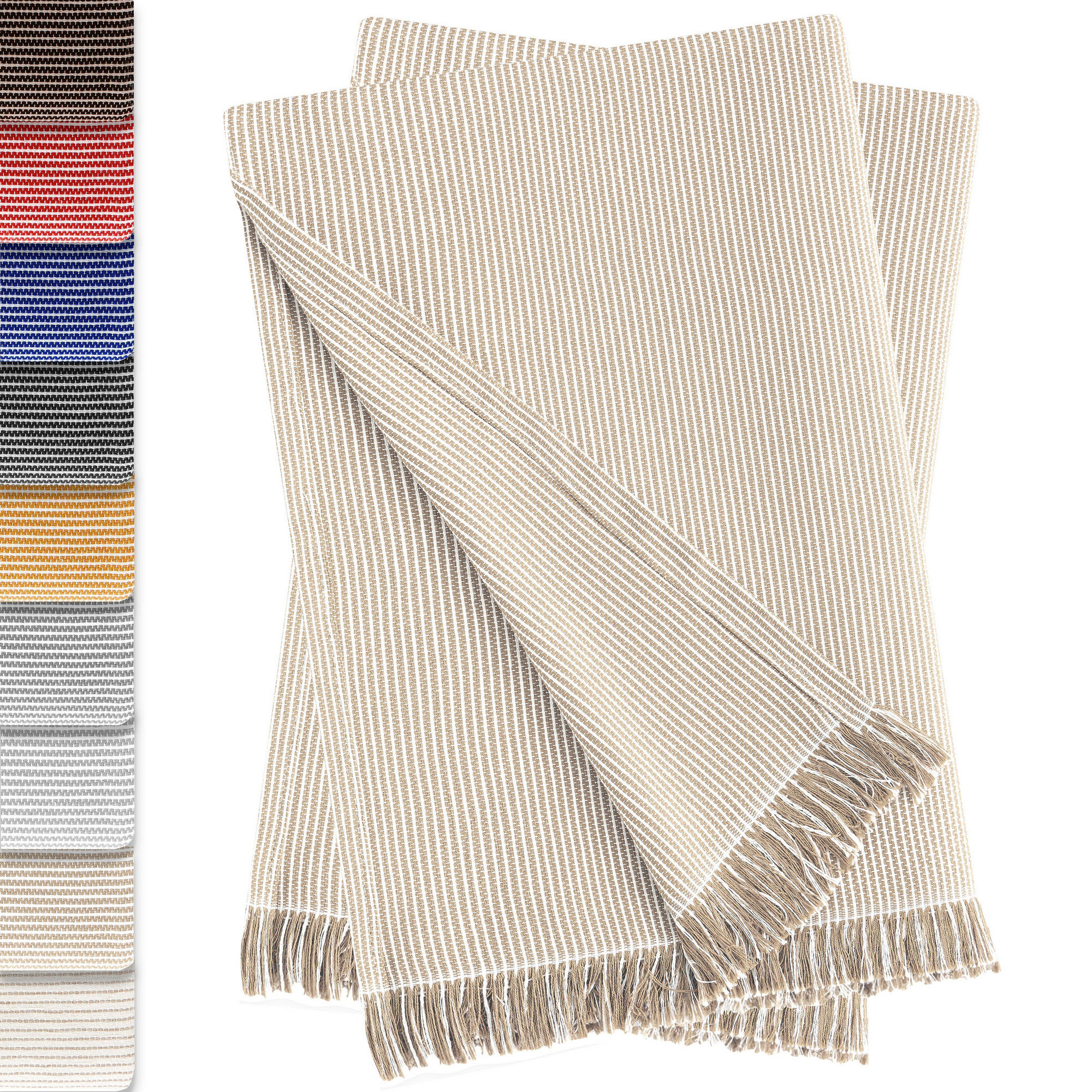 Conjunto de 2 colchas multiuso xadrez Paul, 180 x 260 cm, bege