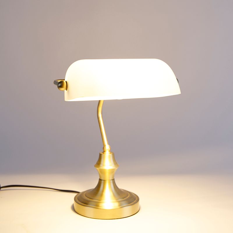 Klassieke notarislamp goud met opaal glas - Banker