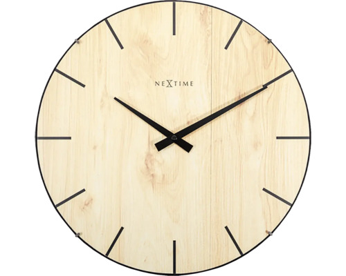 Edge-Wood-Dome wandklok, lichtbruin kunststof, Ø 35 cm