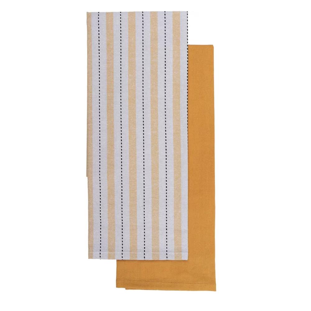 NO MARK Set 2 Torchons Blanc/Jaune/Beige Luance Charlize 50x70cm