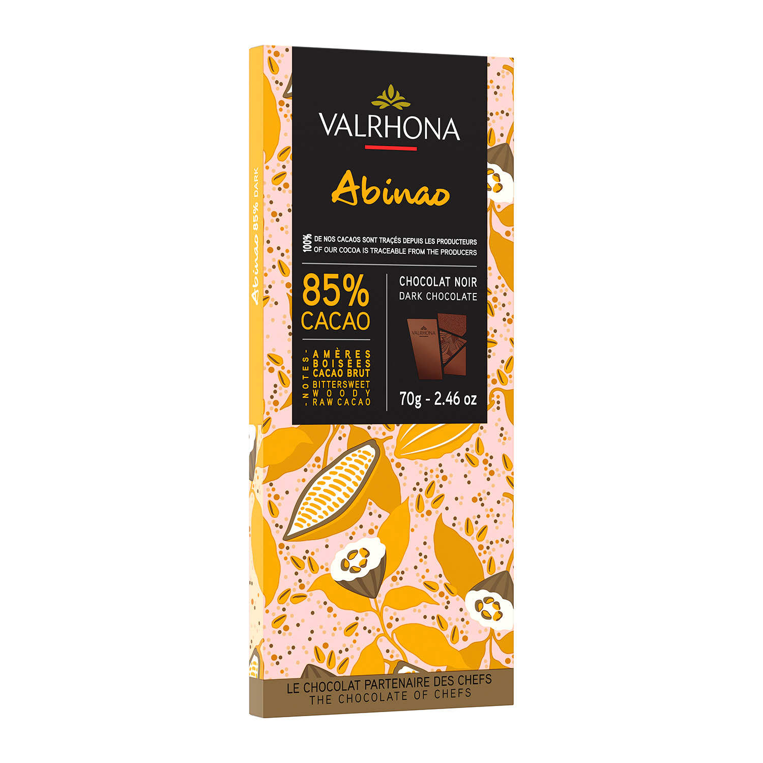 Tablette de chocolat noir Abinao 85% - Valrhona
