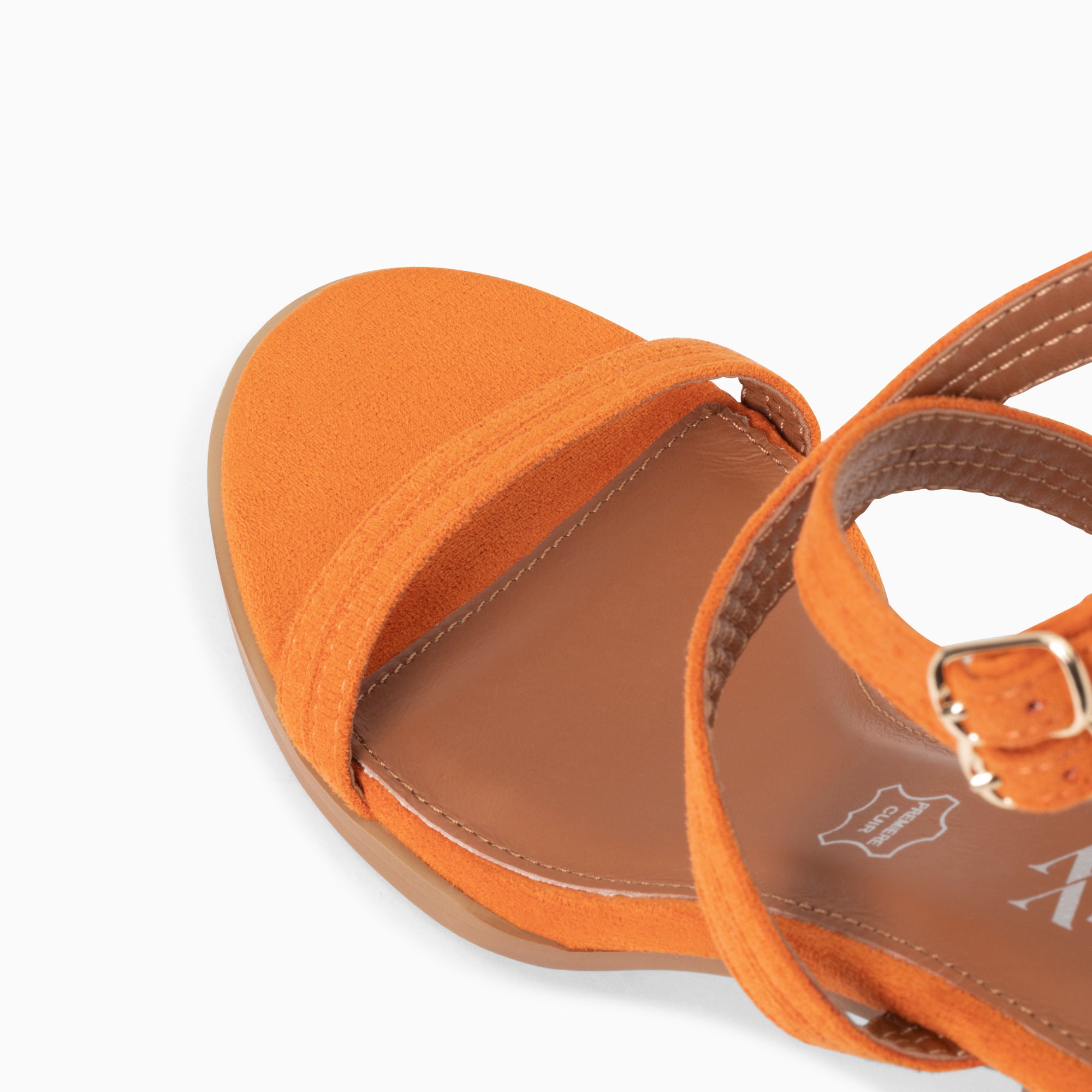 Sandales à talon, Compensées-Sandales à talon Bella orange à doubles brides