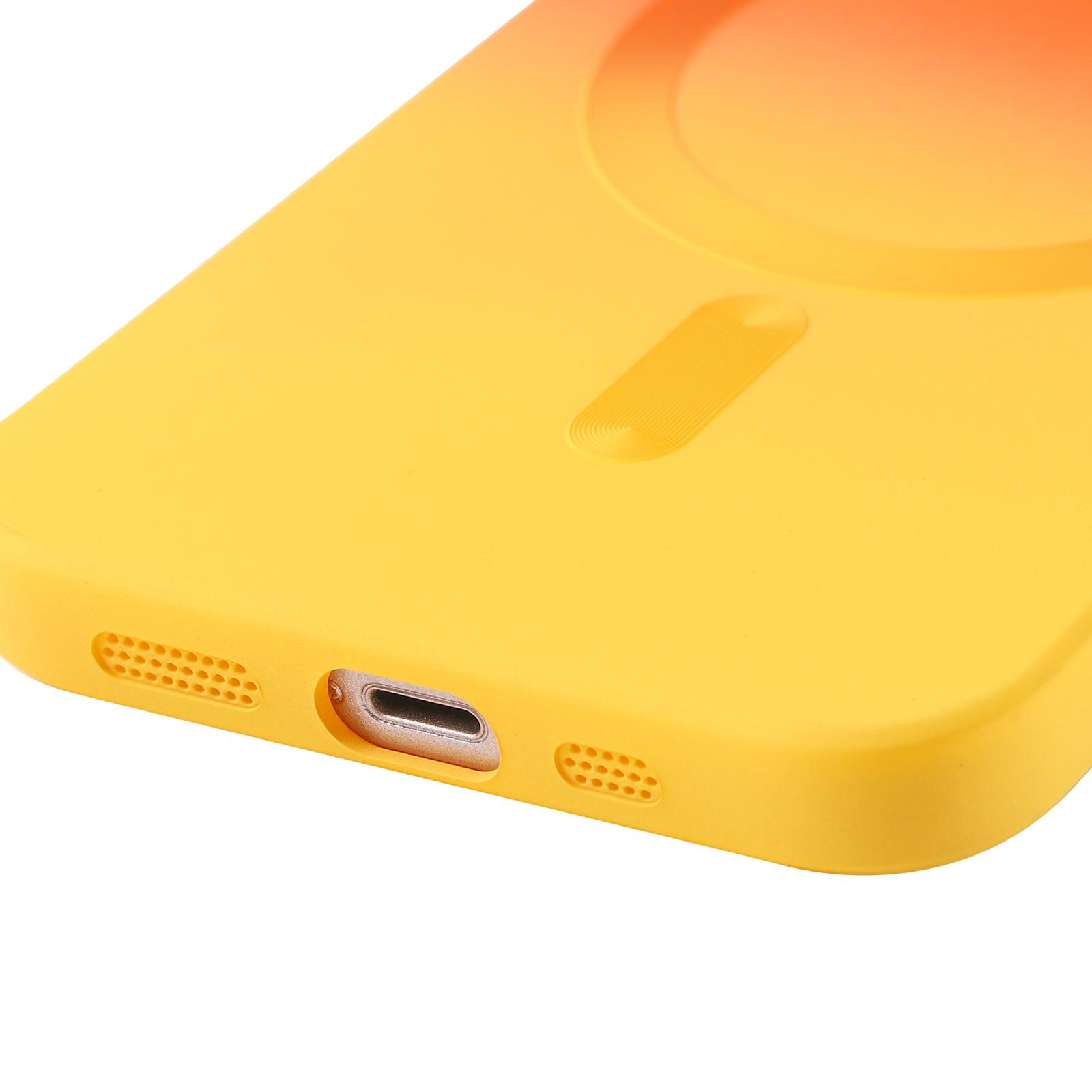 iPhone 13 MagSafe Gummi Case Hülle Kameraglasschutz mit Farbverlauf - Orange / Gelb
