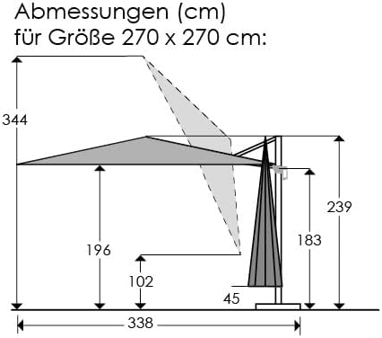 Schneider Sonnenschirm Rhodos Junior, natur, 270 x 270 cm quadratisch, 786-02, Gestell Alu/Stahl, Bespannung Polyester, 18 kg