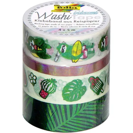 Folia Washi Tape, Hotfoil irisierend grün, 4er Set