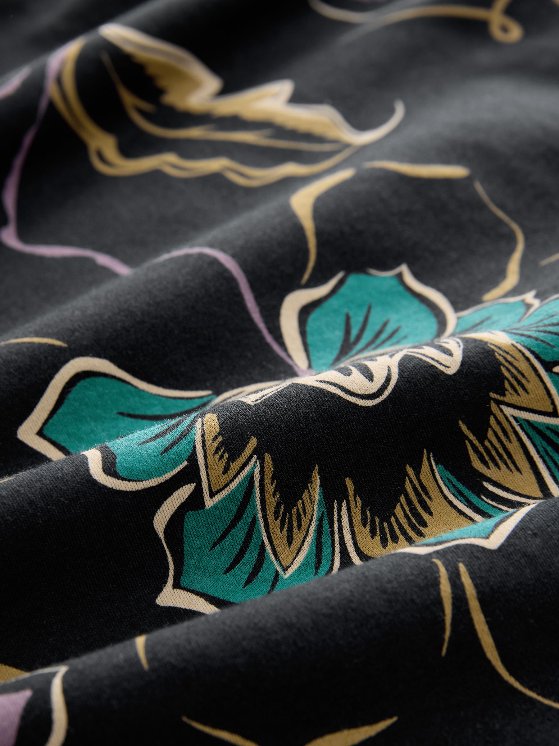 Zwart bloemenprint - Poloshirt met korte mouwen en print