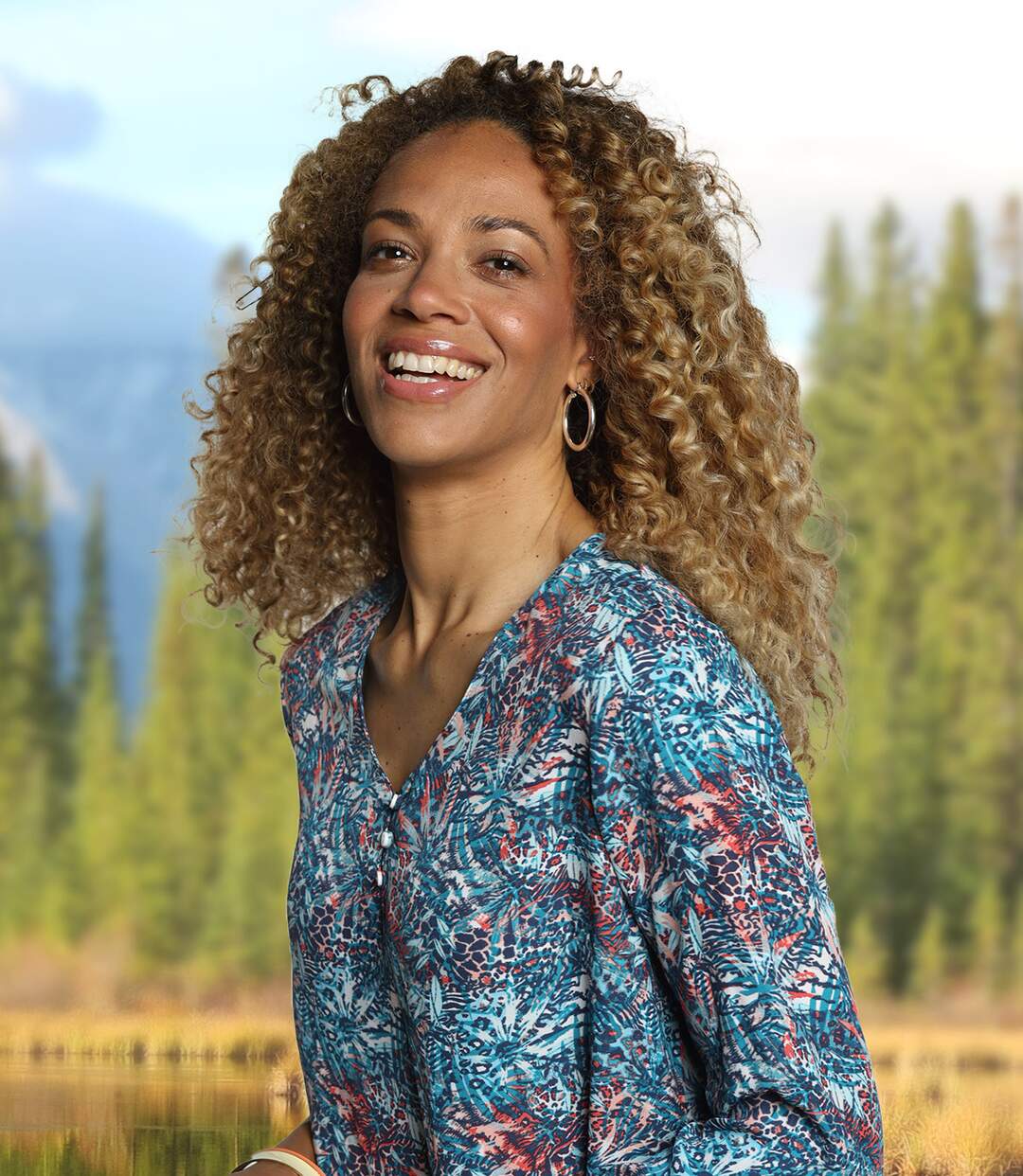 Blouse en Crêpe à Imprimé Palmes