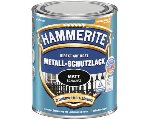HAMMERITE Metaalbeschermende Verf, Mat Zwart, 750 ml