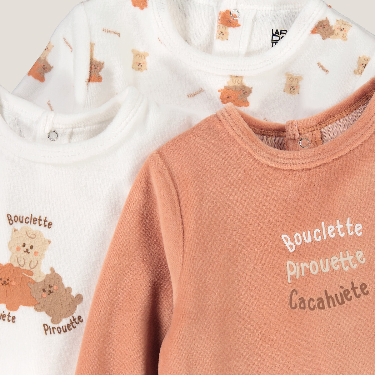 COLEÇÃO LA REDOUTE<br>Conjunto de 3 pijamas de veludo