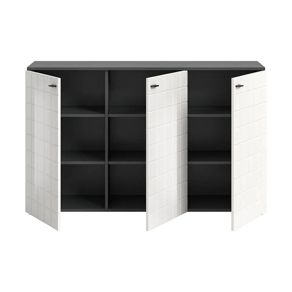Hioshop Monte dressoir 3 deuren wit hoogglans