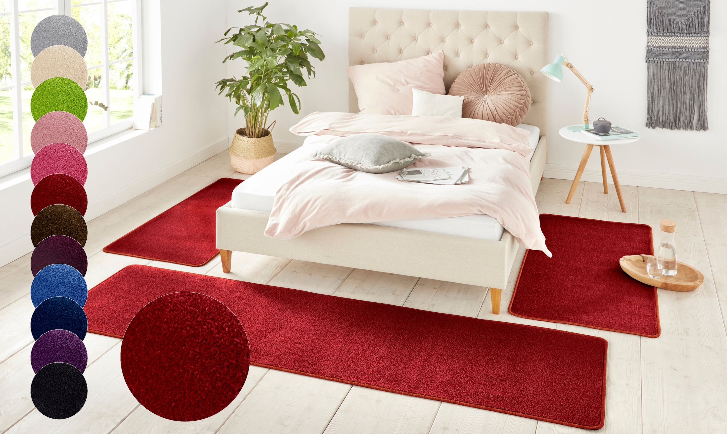 HANSE Home Bettumrandung »Shashi« Höhe 8 mm 3 Stk. tlg. Kurzflor, Unifarben, Teppich, Bettläufer, Bettvorleger, Teppichläufer