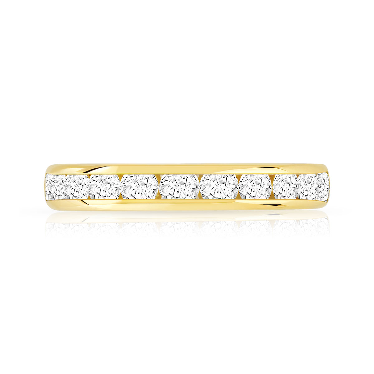 Alliance demi-T or 750 jaune diamants synthétiques 1 carat