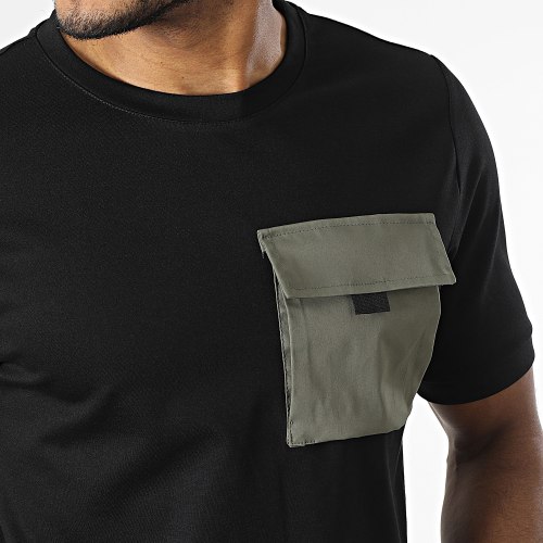 Tee Shirt A Poche Noir Vert Kaki