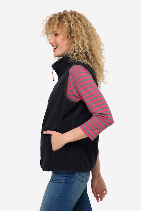 Wende-Weste, Fleece- und Teddy-Seite, Stehkragen