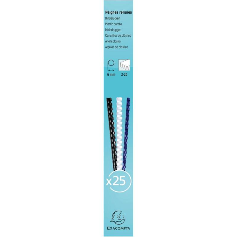 Boite 25 reliures spirales plastique 6mm