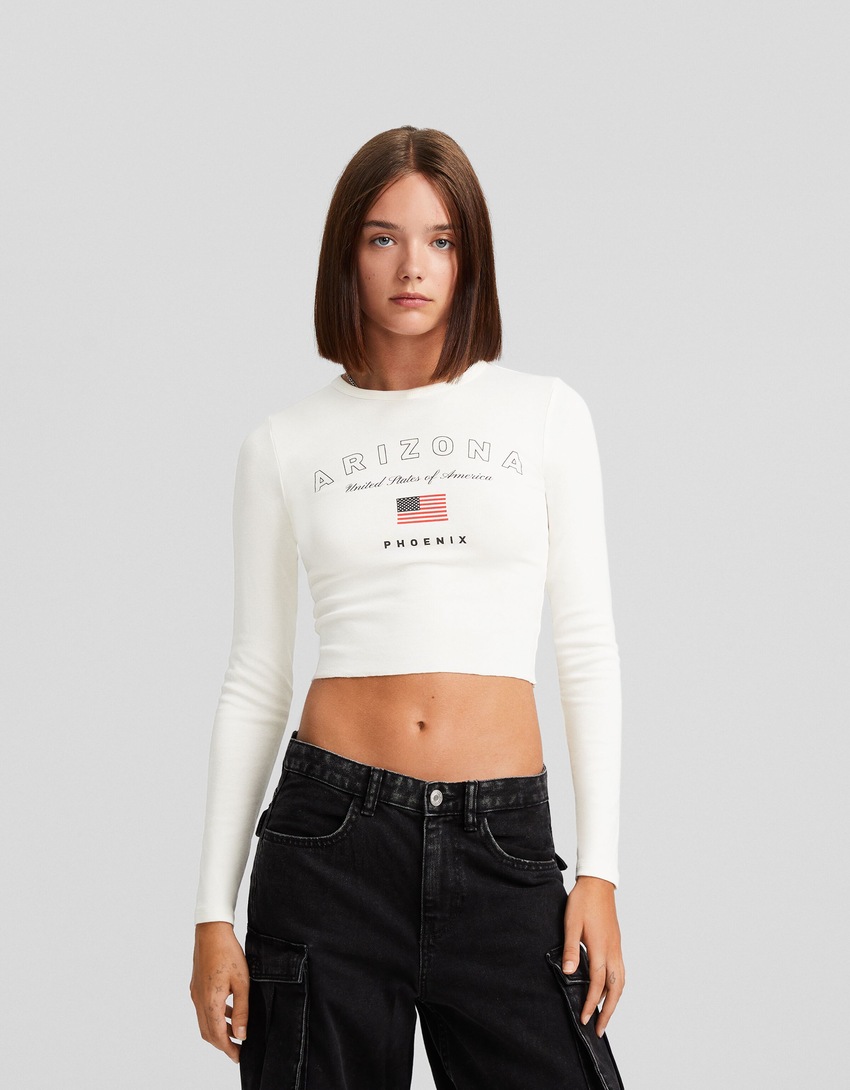 Camiseta de manga comprida estampada