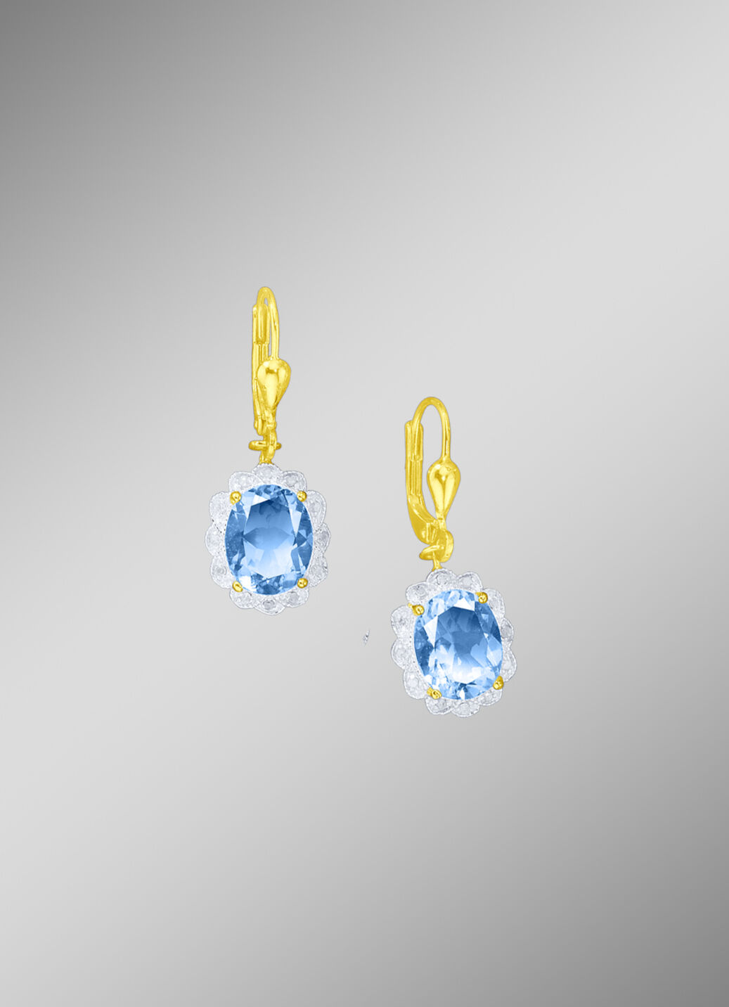 Ohrringe mit echt Blautopas und Diamanten