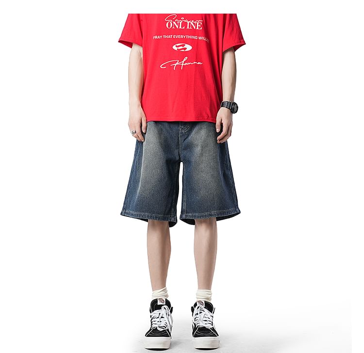 Priam - Low Rise Washed Wide Leg Jorts