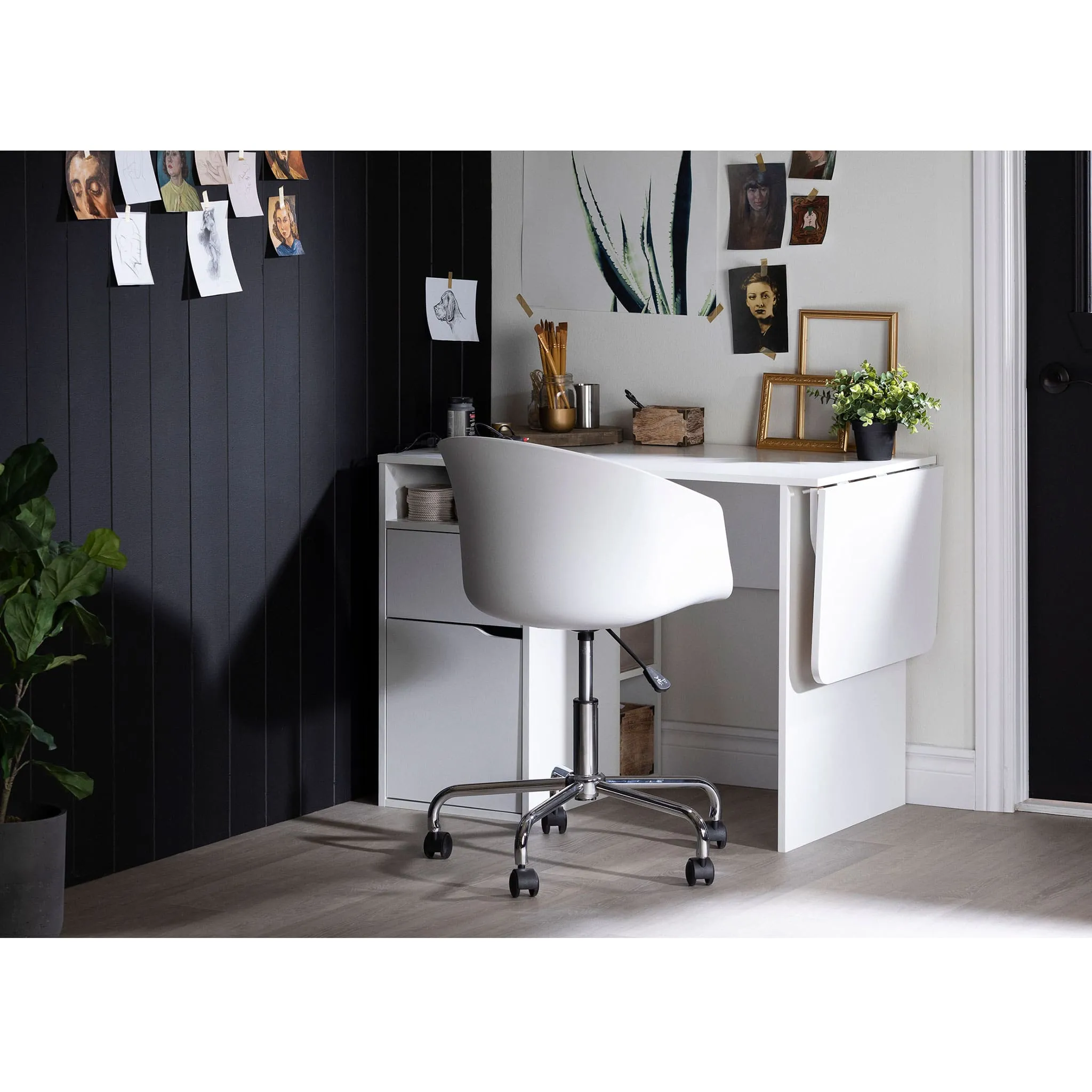 South Shore Table de Bricolage avec Rabat - Crea Blanc solide