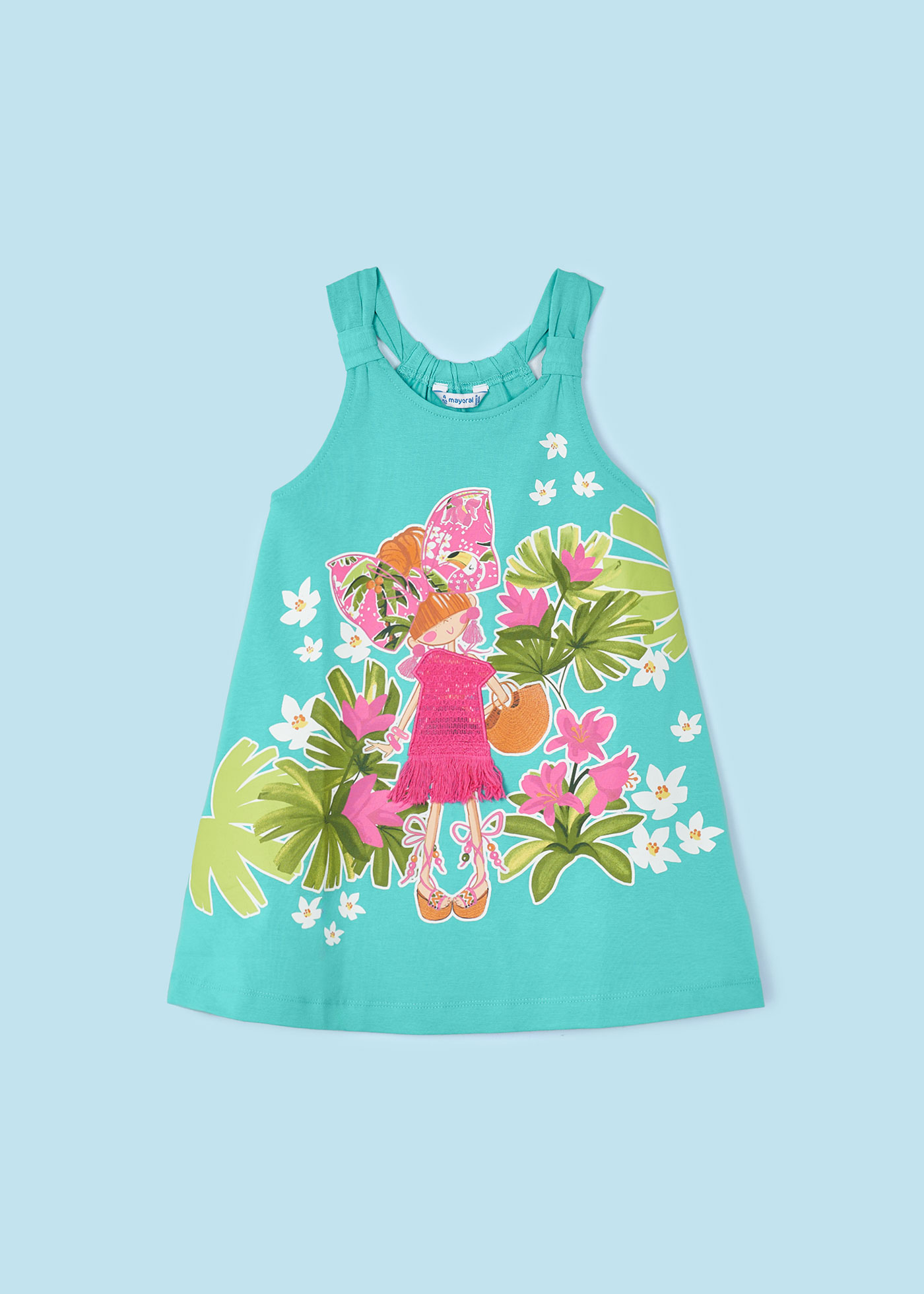 Vestido Better Cotton com estampa de flamingos para meninas