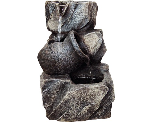 Design binnenfontein met amfora, 17,2 x 16,2 x 27 cm, kunststeen grijs, inclusief slang en pomp.