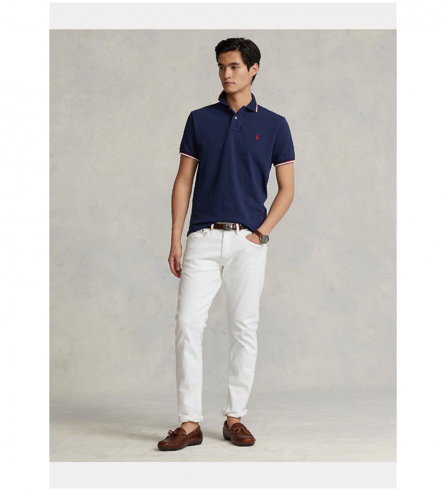 Polo Ralph Lauren Piqu Custom Slim azul marinho