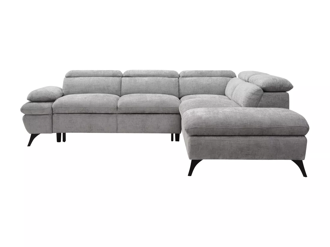 Canapé d'angle droit convertible en tissu texturé gris SURDELI
