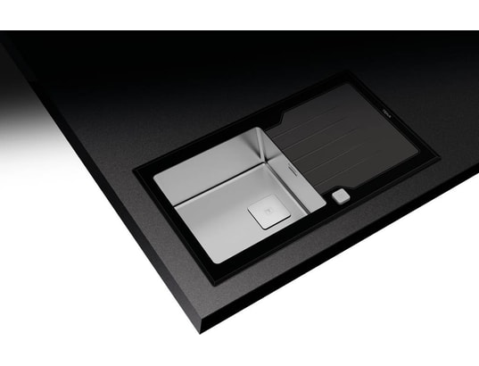 TEKA - Evier à encastrer Diamond RS15 , verre trempé, cuve inox, 115100011