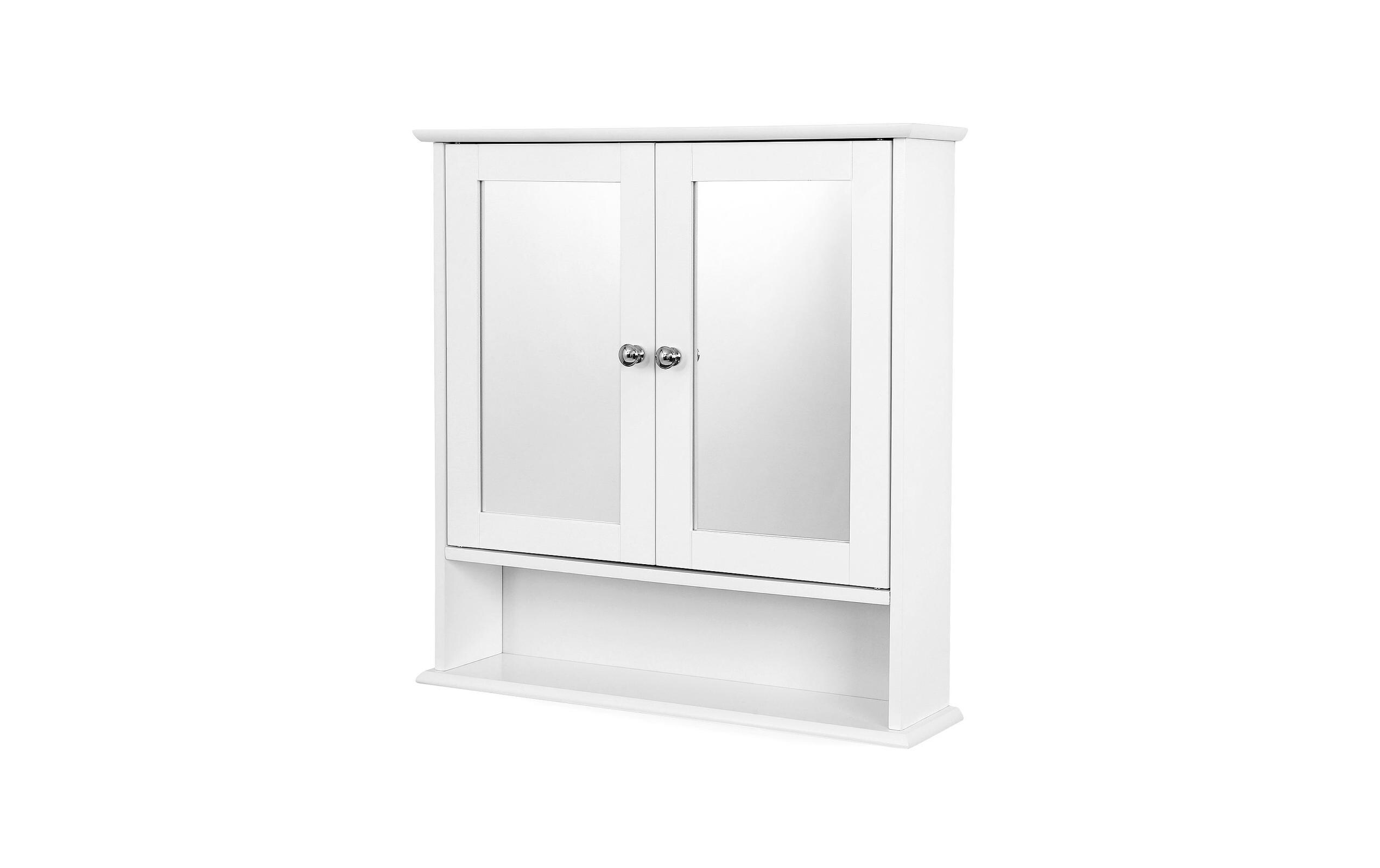 Spiegelkabinett, 56 x 13 x 58 cm, WeissSpiegelschrank mit Doppeltür