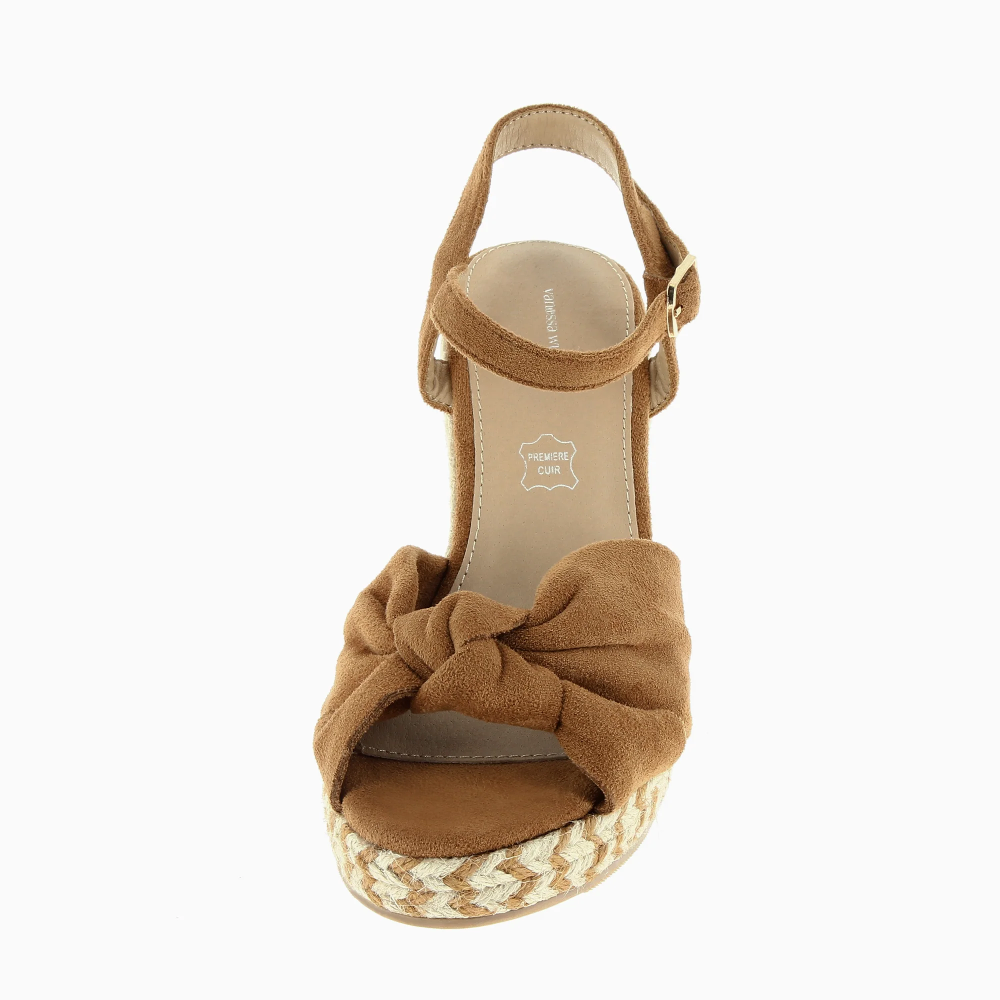 Sandales à talon, Compensées-Sandales compensées nouées Zoëlla camel