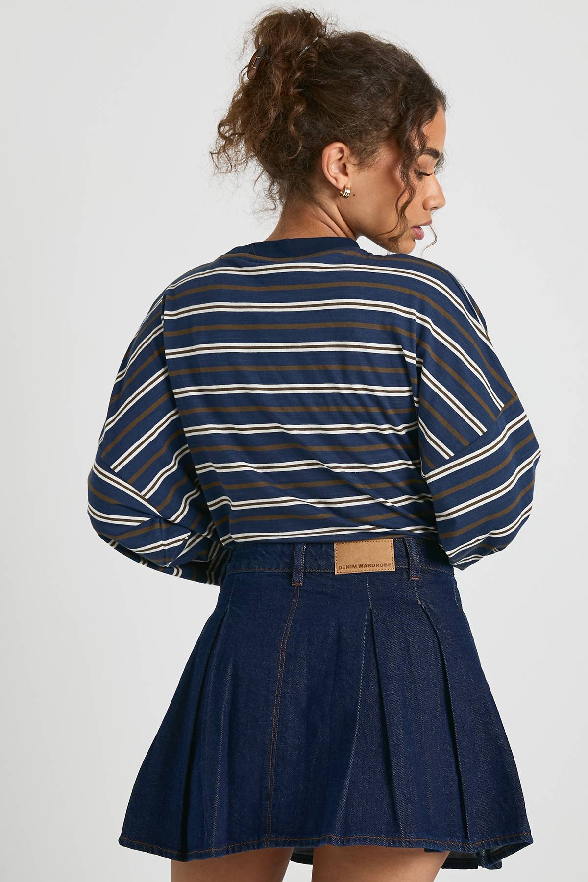 boohoo Jupe en denim plissée