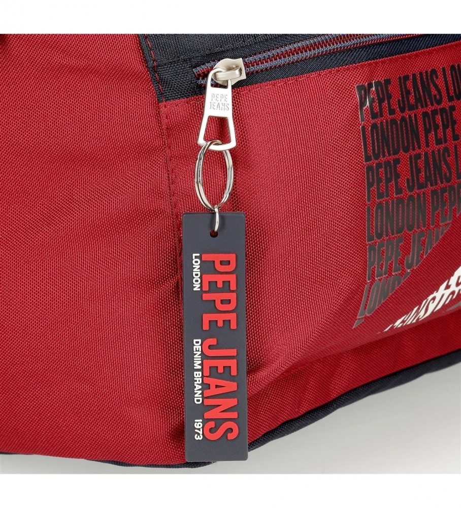 Mochila para laptop adaptável Pepe Jeans Clark com dois compartimentos, vermelha.