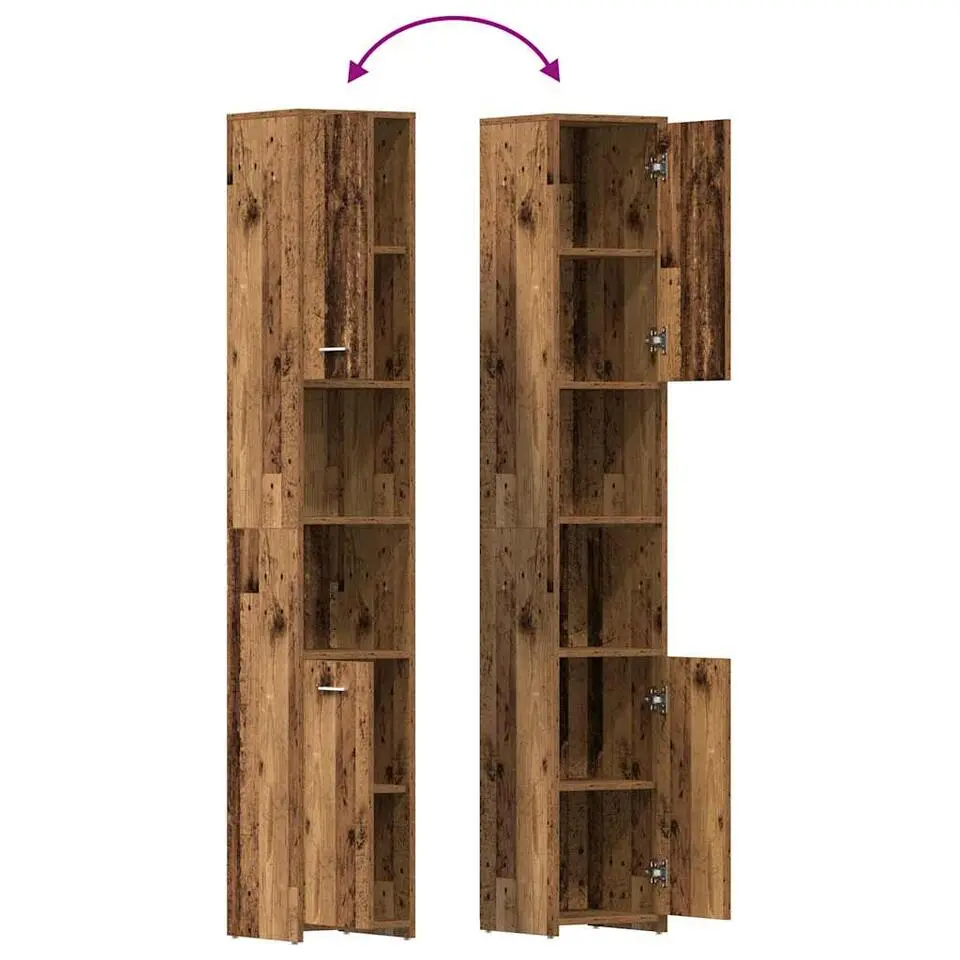vidaXL - Kolomkast met 2 deuren 2 vakken - Zwart eiken - Hout - 30x30x183.5 cm