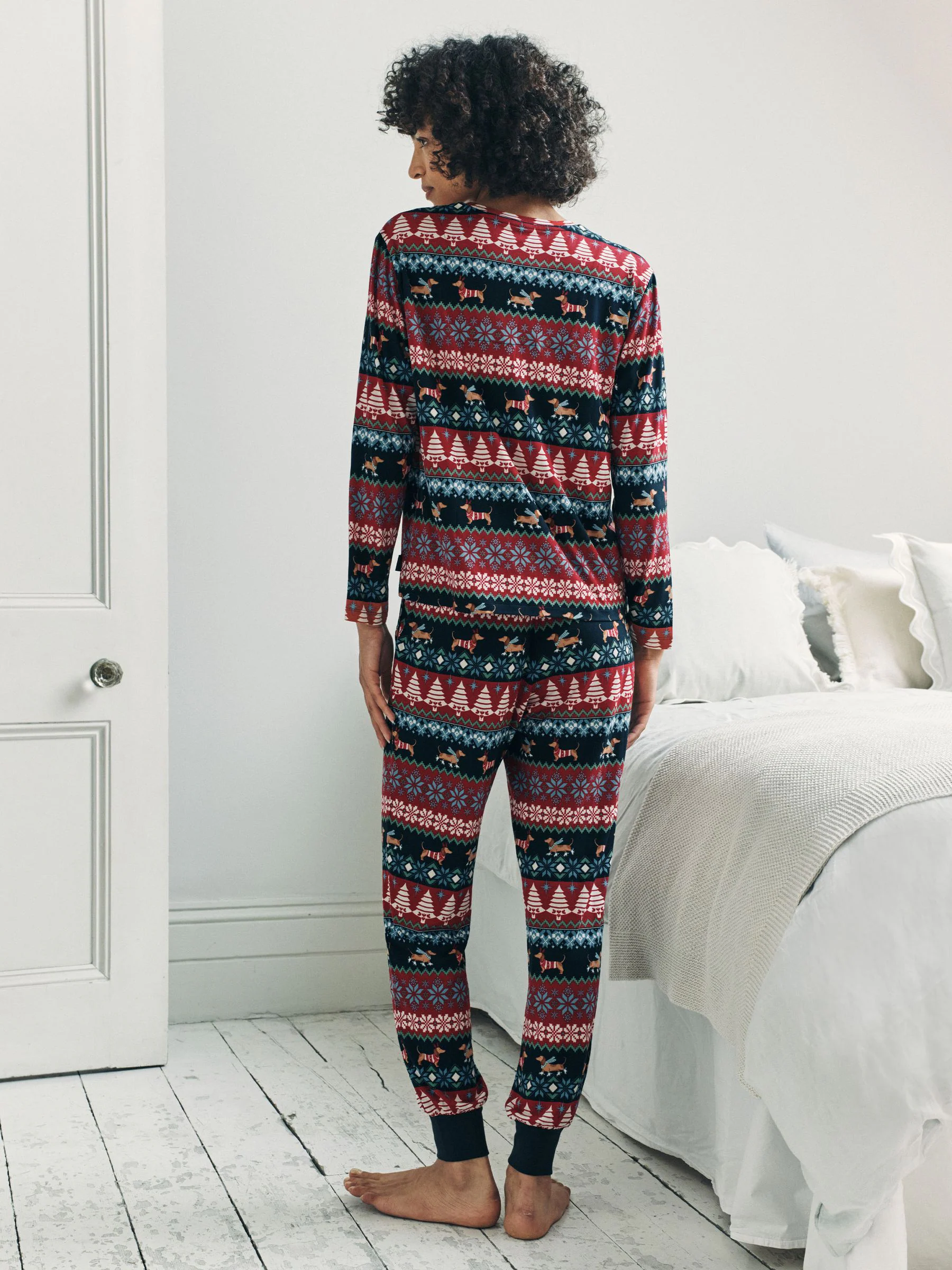 Chelsea Peers Kerstmis Hond Fairisle Print Lange Pyjama's Set