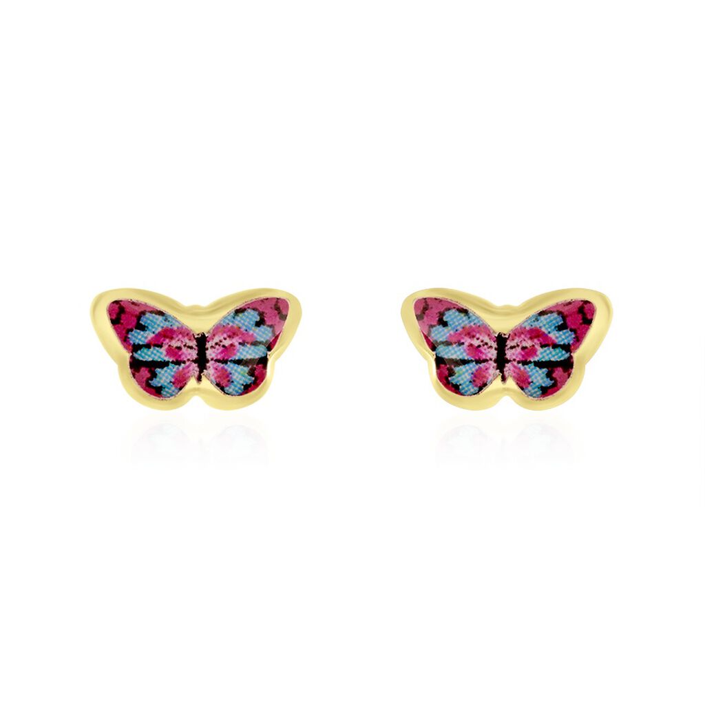 Boucles D'oreilles Puces Aurida Papillon Or Jaune