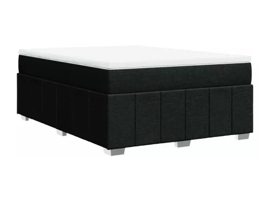 Sommier à lattes de lit avec matelas Noir 160x200 cm Tissu