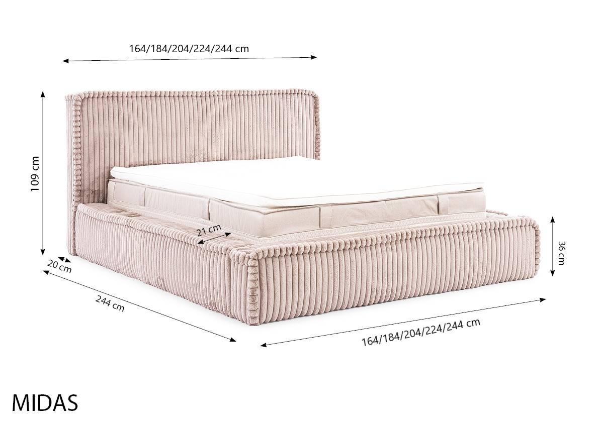 by fonQ Ruffle Bedframe - 200 x 200 cm - Blauw