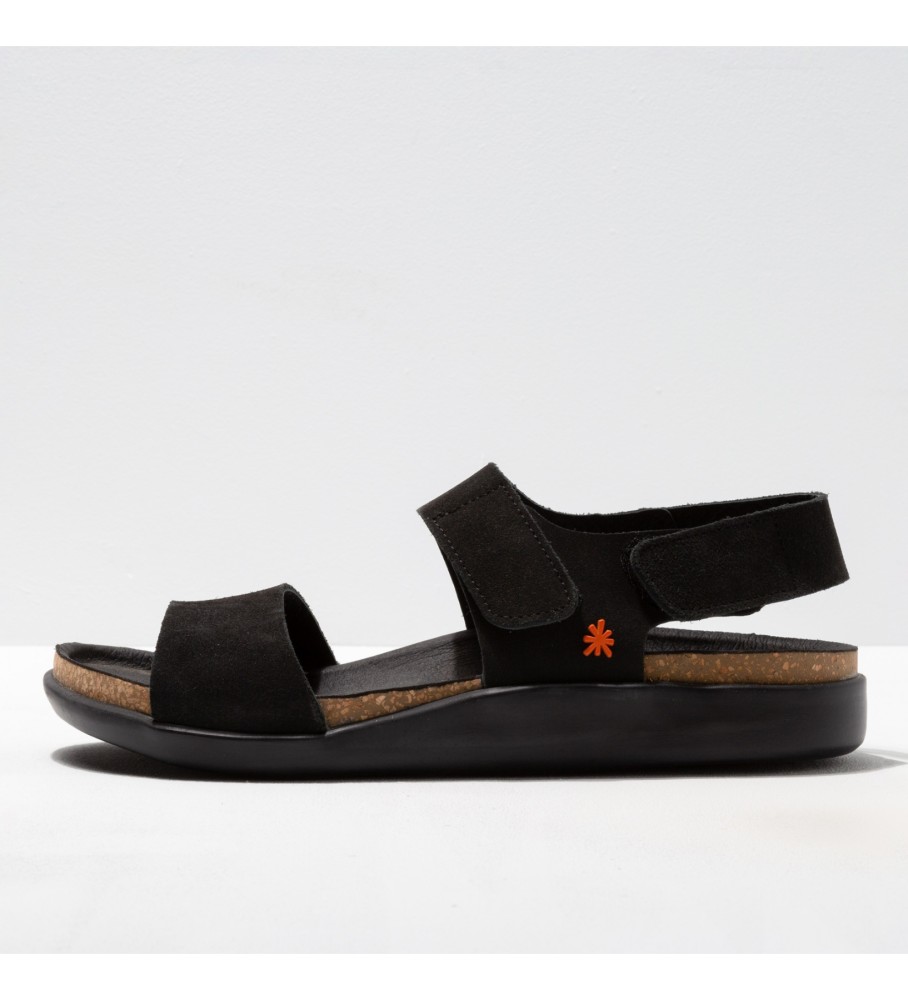 Sandálias Art Leather com dorso em couro preto Biarritz