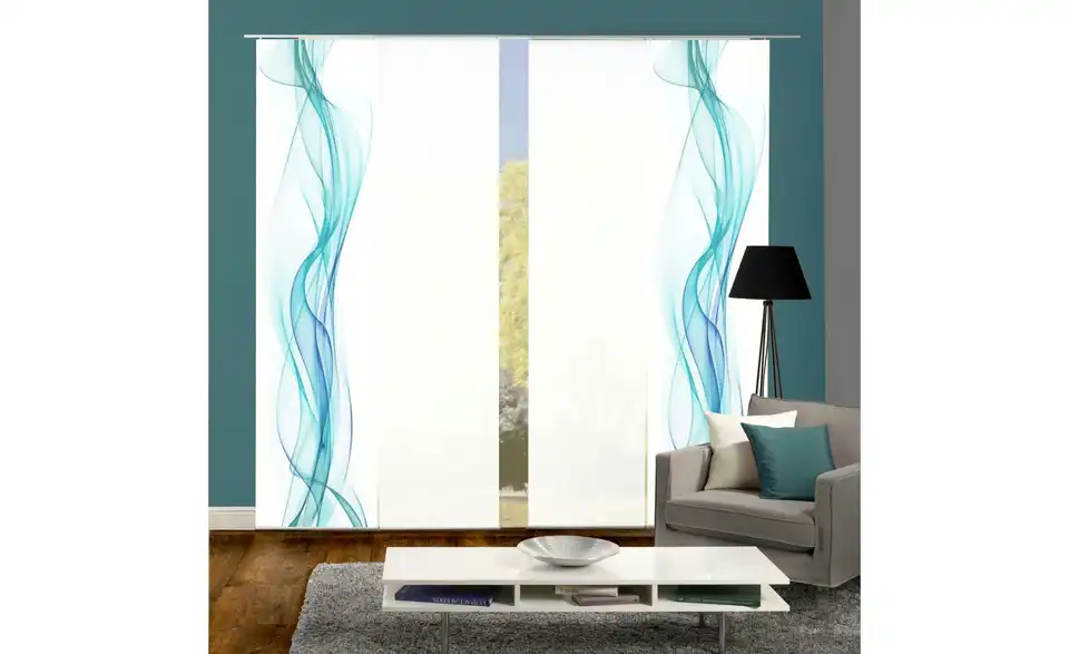 Schiebevorhang Blau 4er-Set