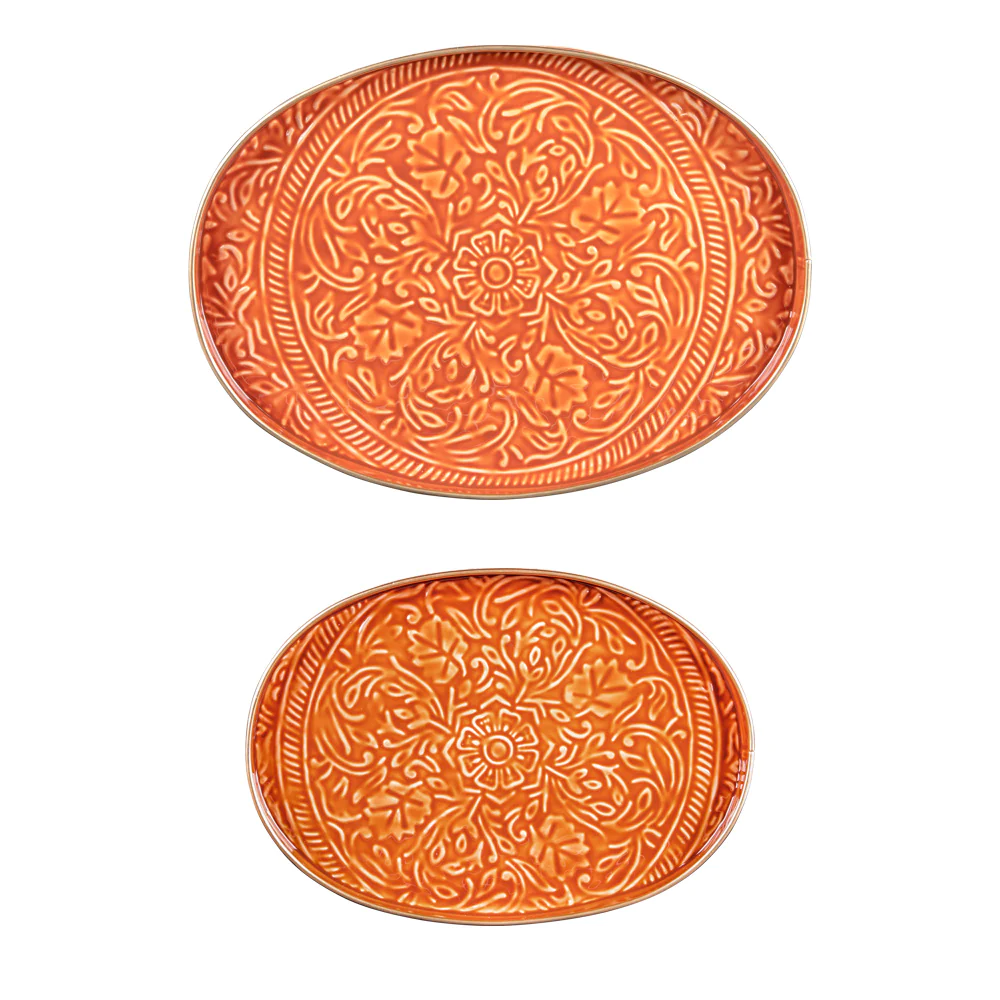 Set de 2 plateaux ovales Tosca orange Table passion
