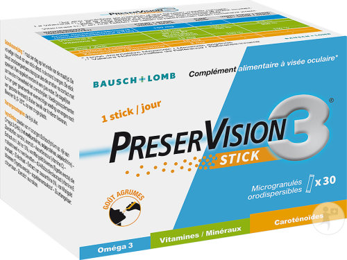 PreserVision 3 Stick Complément Alimentaire À Visée Oculaire 30 Sticks